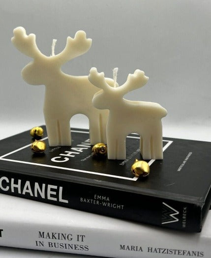 Dekoratif Mum Geyik ikili 12 Cm +10 Cm  toplam 2 Adet