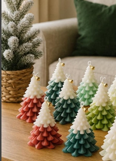 Dekoratif mum Çam ağaç Beyaz Kırmızı tekli ürün