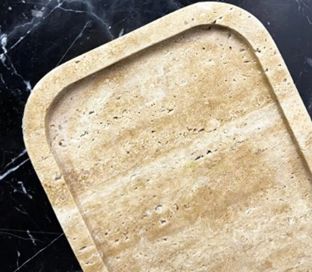 Traverten Mermer Tepsi, Traverten Sunum Oval Tepsi