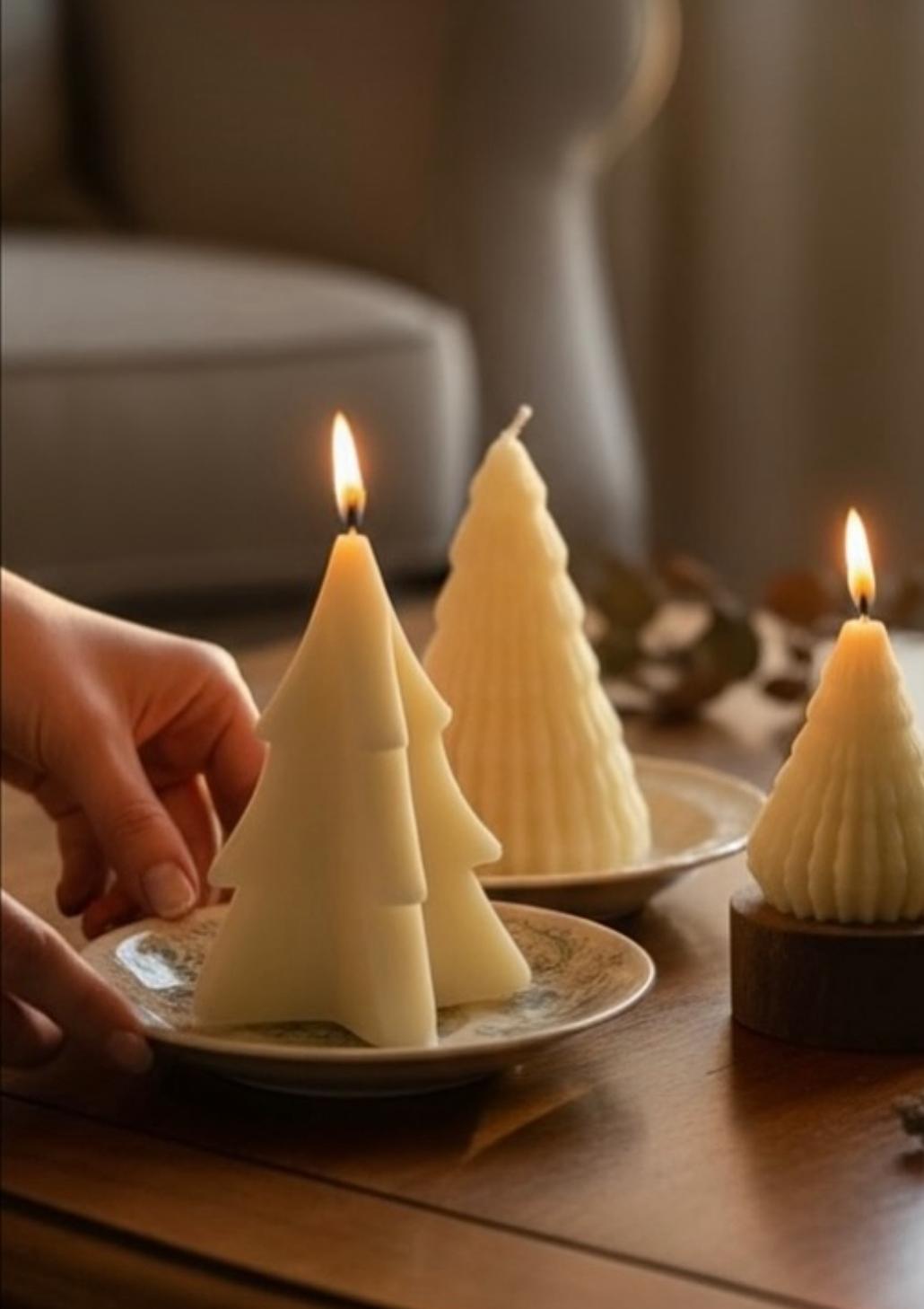 Dekoratif mum Çam ağaç Kırık Beyaz  tekli ürün