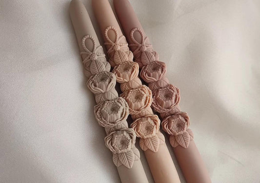 Dekoratif Mum Çiçek model şamdan Mum Açık Gir Renk 2kili