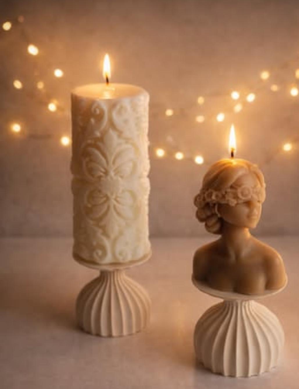 Dekoratif Mum Çizimli model+Kadın Toplam 2 Parça