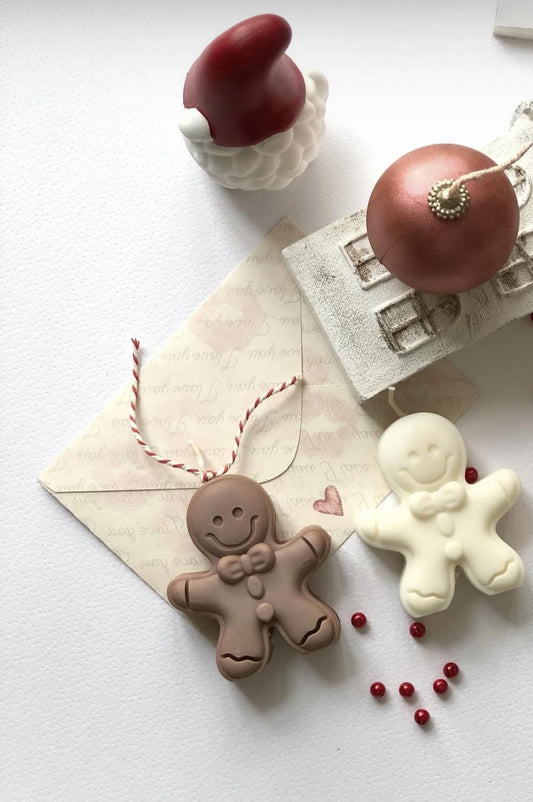 Dekoratif mum bisküvi  Kuki Adam Beyaz Ve kahve Renk toplam 2 parça