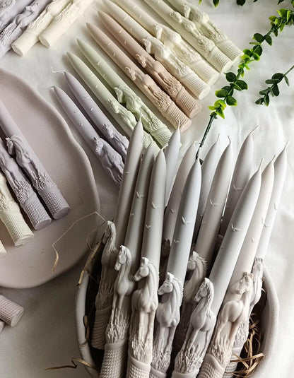 Dekoratif Mum Beyaz  Renk at 2 kili şamdanlık mum