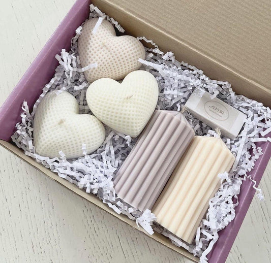 Dekoratif mum Çokgen +Kalp model toplam 5 Parça