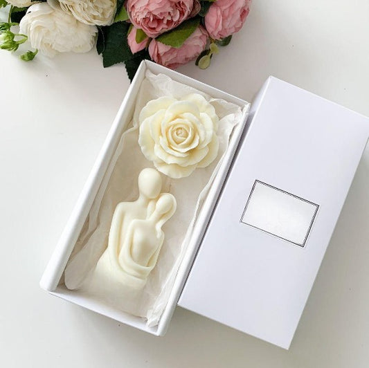 Dekoratif mum Kadın Erkek +Çiçek Toplam 2 Parça