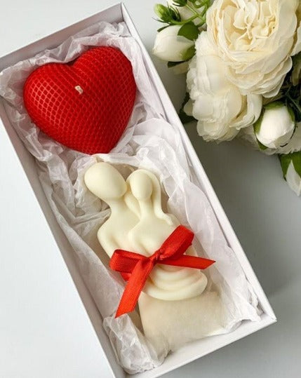 Dekoratif Mum Kadın Erkek +kalp toplam 2 parça