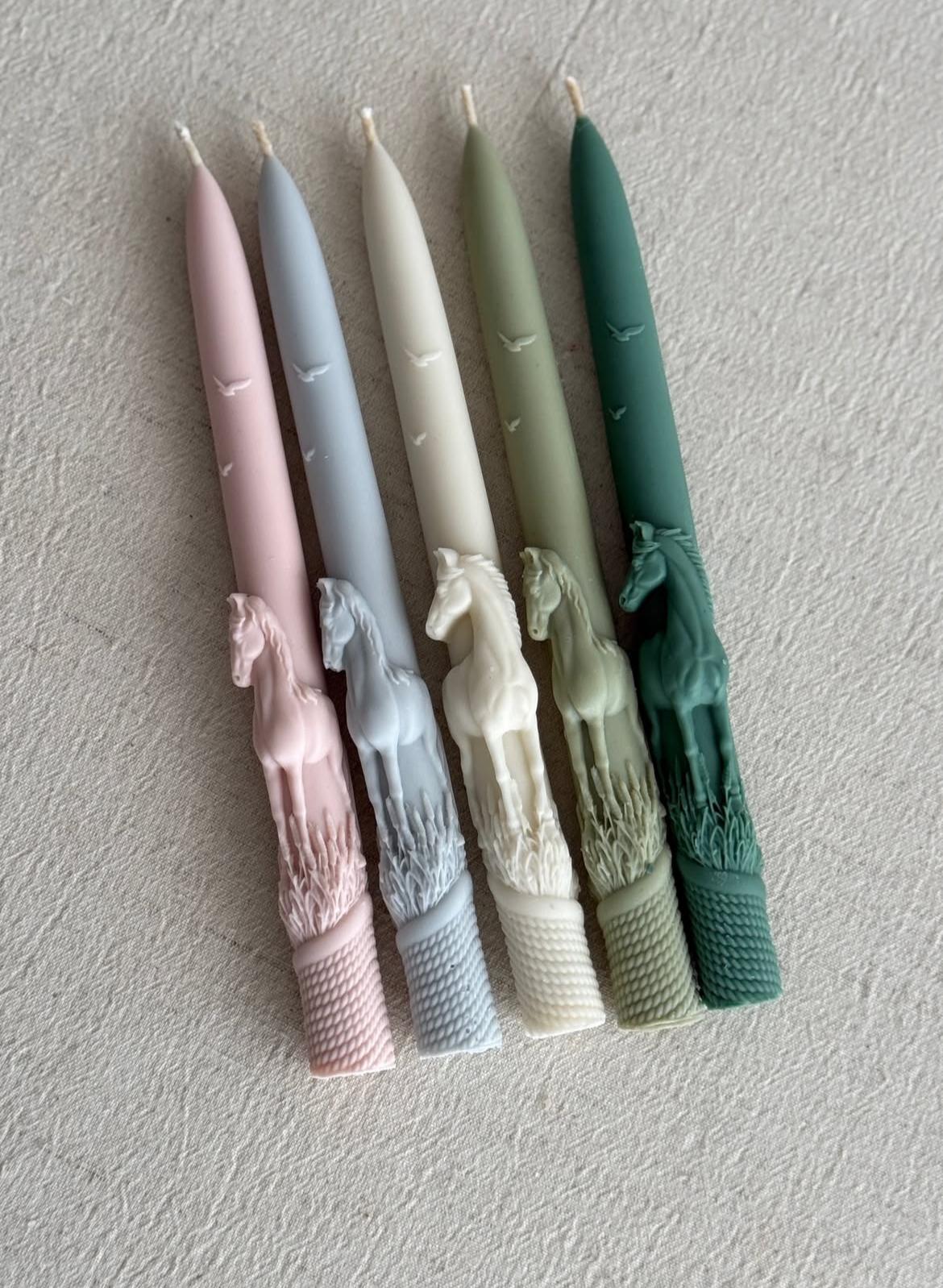 Dekoratif Mum Koyu Yeşil Renk at 2 kili şamdanlık mum