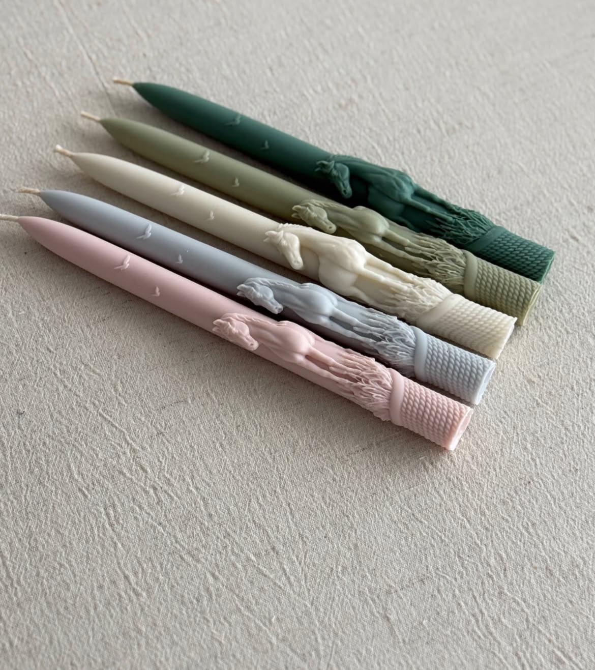 Dekoratif Mum Koyu Yeşil Renk at 2 kili şamdanlık mum