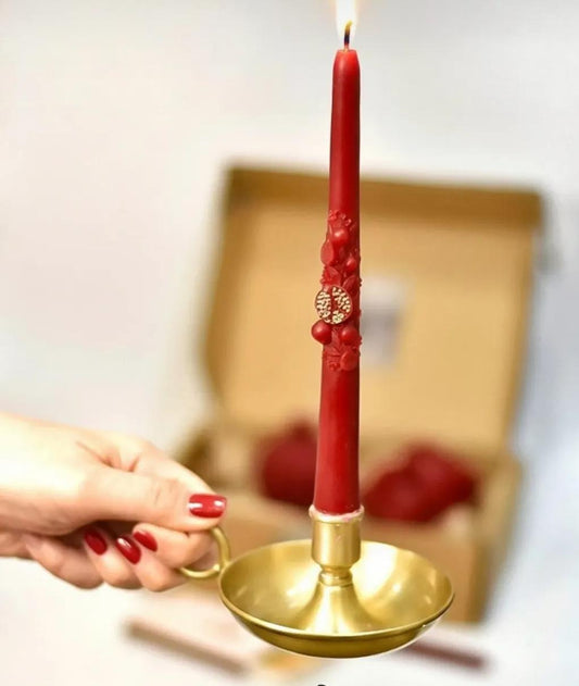 Dekoratif Mum Nar model şamdanlık Mum 2 kili kırmızı renk