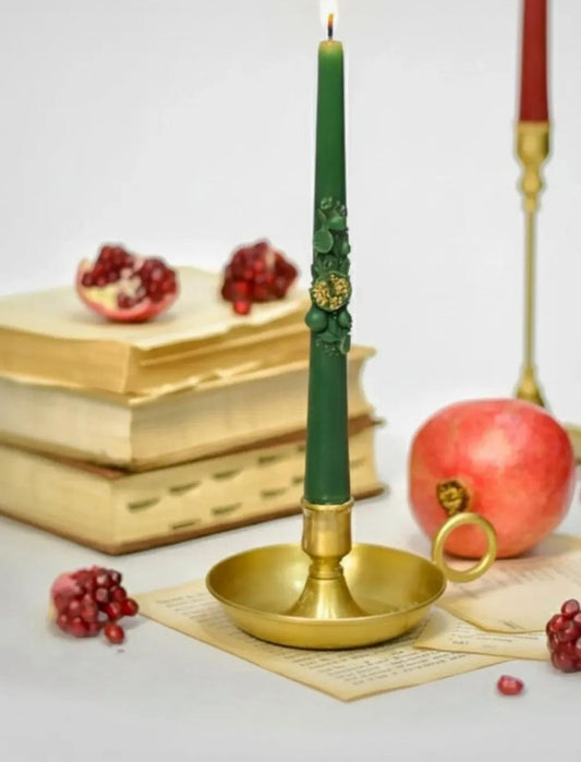 Dekoratif Mum Nar model şamdanlık Mum 2 kili Yeşil  renk