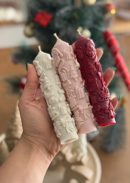 Dekoratif Mum Şamanlık Mum yeni Yıl noel baba model Beyaz Renk 2 kili