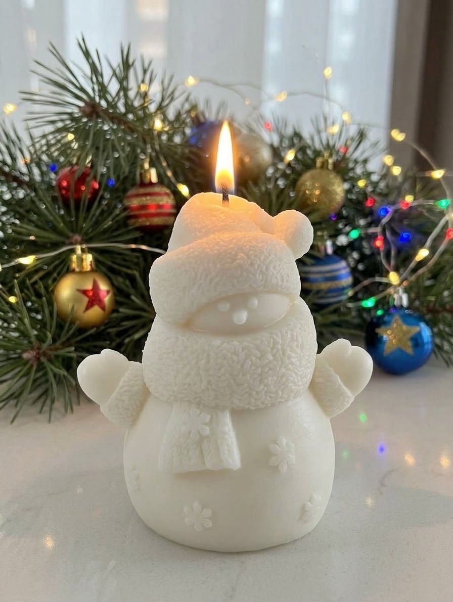 Kardan Adam Yılbaşı Noel Baba Mum yeniyıl Beyaz Renk