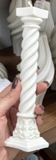 Dekoratif Sutun Luks Mum Tekli Mum Kırık Beyaz