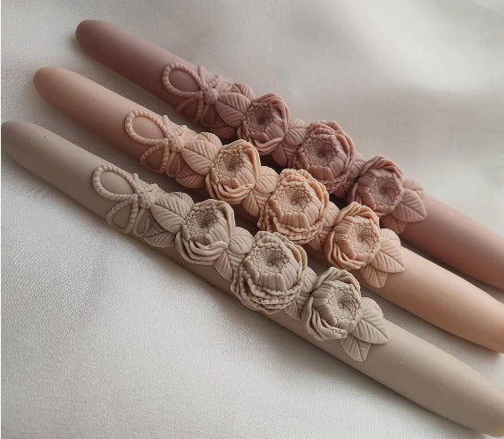 Dekoratif Mum Çiçek model şamdan Mum Sütlü Kahve Renk 2kili