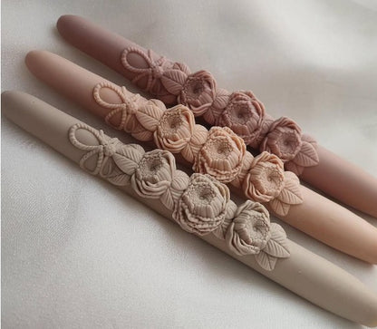 Dekoratif Mum Çiçek model şamdan Mum Sütlü Kahve Renk 2kili