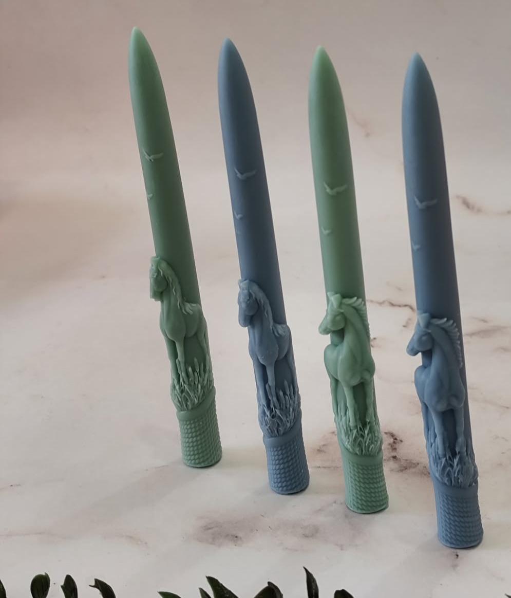 Dekoratif Mum Koyu Yeşil Renk at 2 kili şamdanlık mum