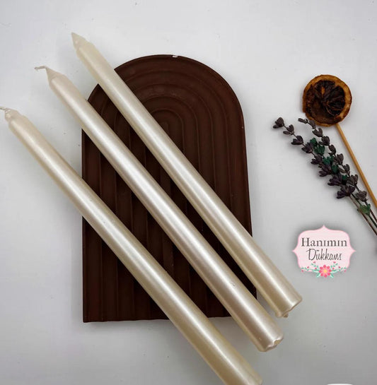 Dekoratif Mum Şamdanlık Mum inci renk 2 Kili 25 CM uzunluğu