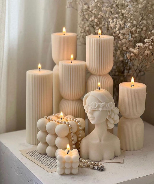 Dekoratif Mum Çokgen +Kadın +Rubik Toplam 8 Parça