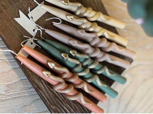 Dekortif  Mum Yılan model Turuncu Renk ikili