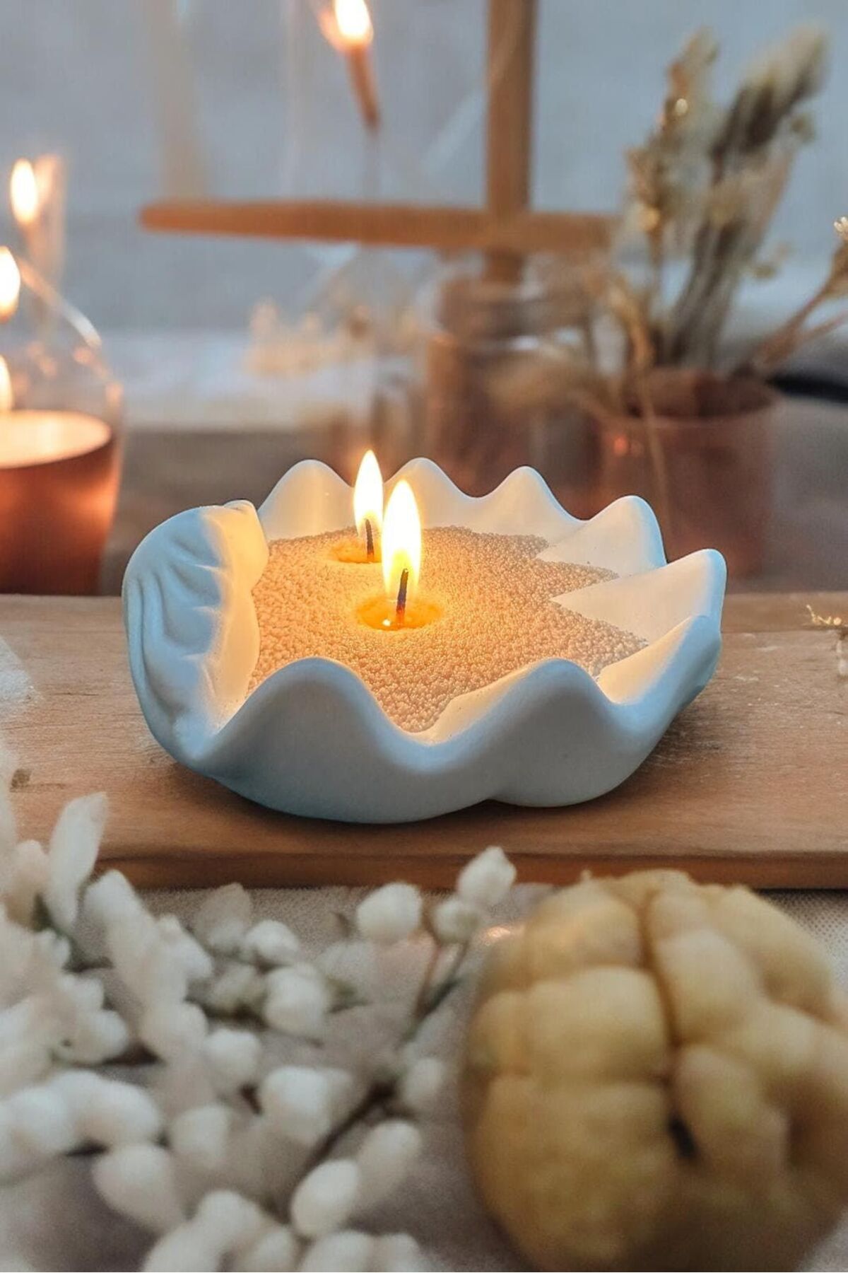 1 Kg Beyaz İnci Tozu Mum Kokusuz + Fitil + Ek Fitil – görsel 3