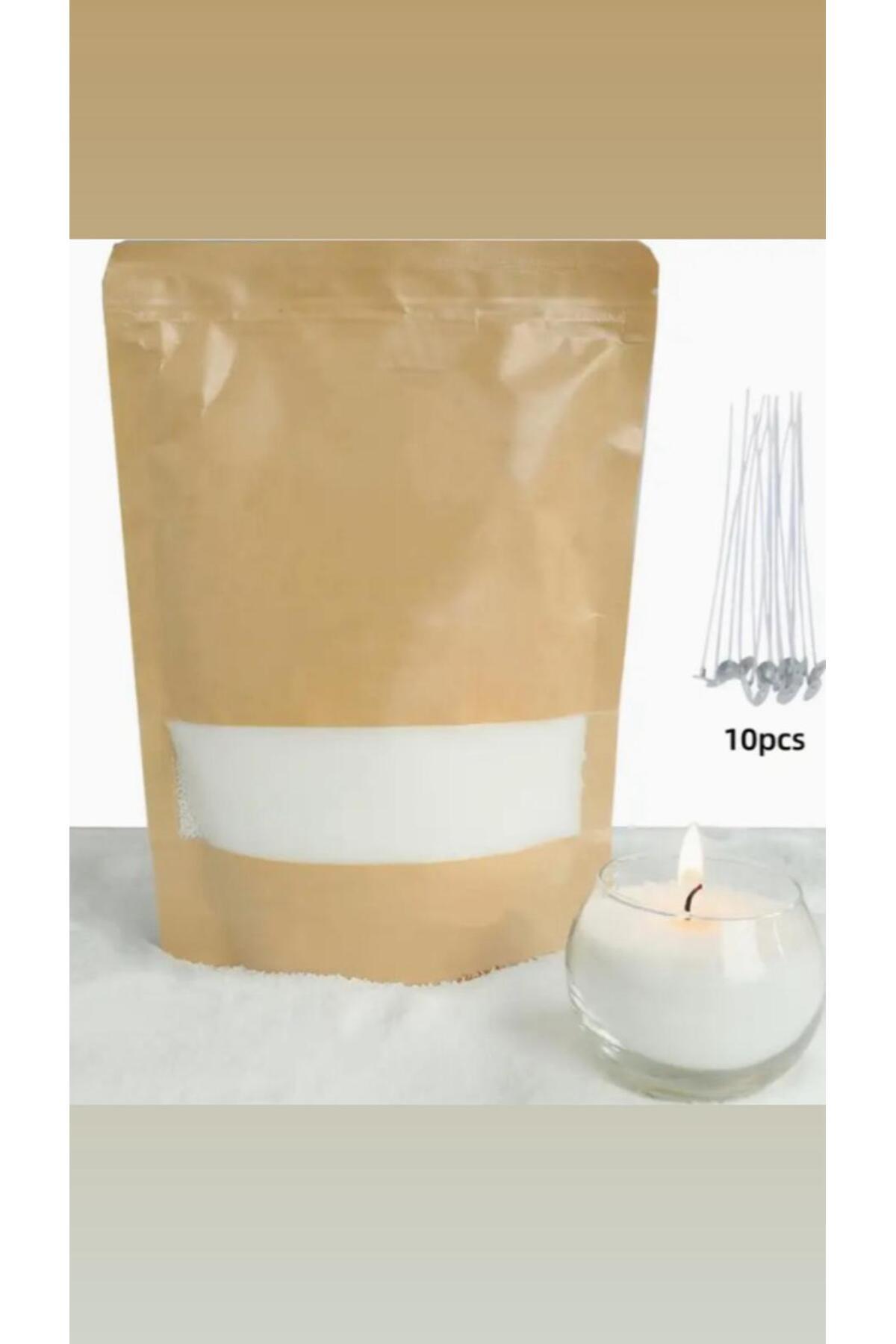 1 Kg Beyaz İnci Tozu Mum Kokusuz + Fitil + Ek Fitil – görsel 6