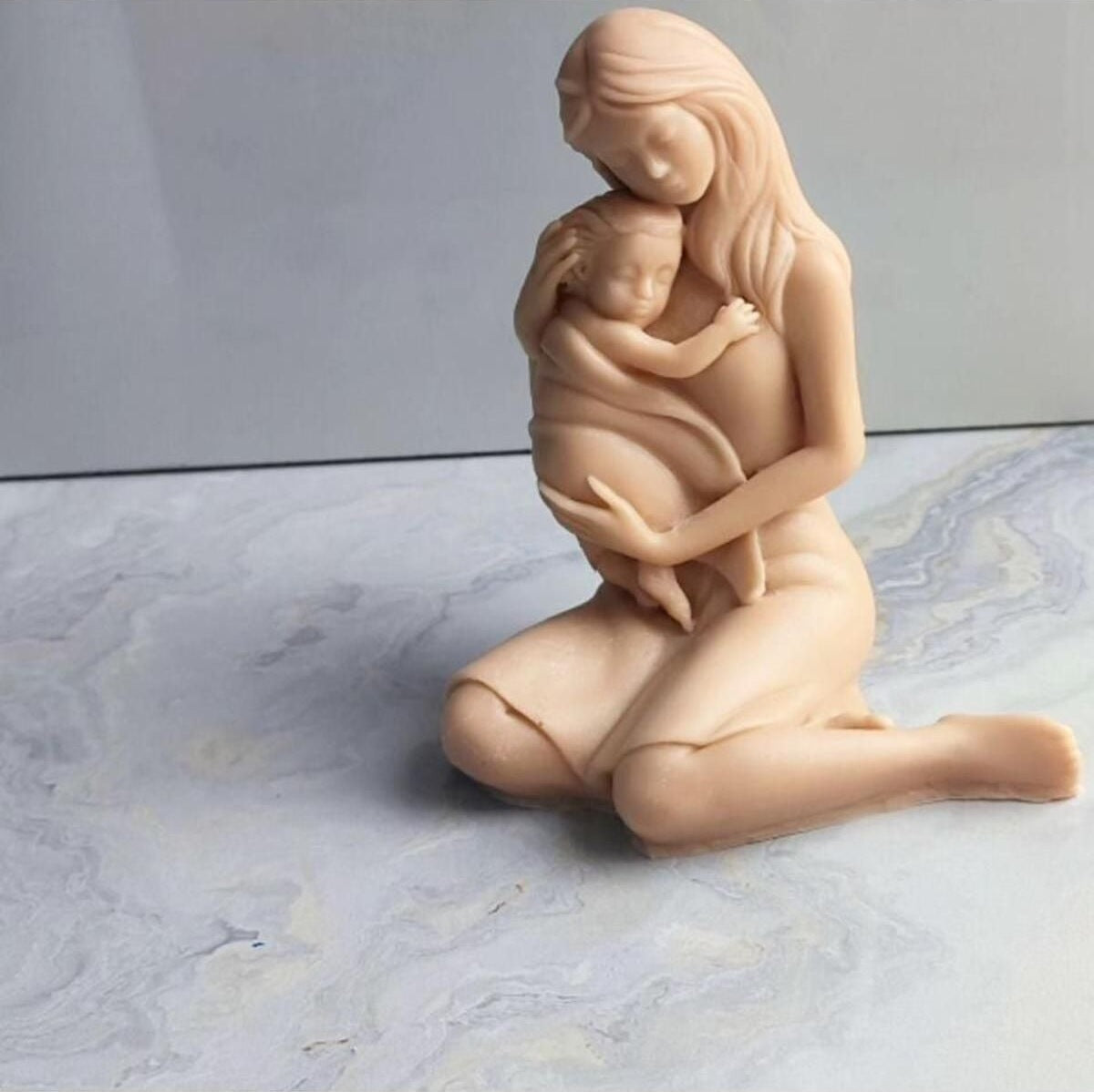 Anne Çocuk Dekoratif Mum Kahve
