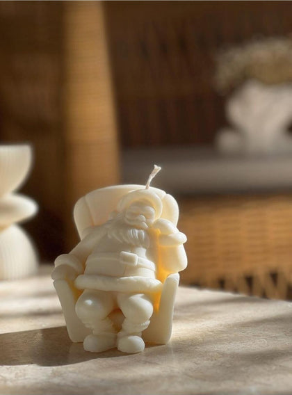 Babanoel Noel Baba Yılbaşı Desenli Beyaz %100 Soya Wax Kokulu