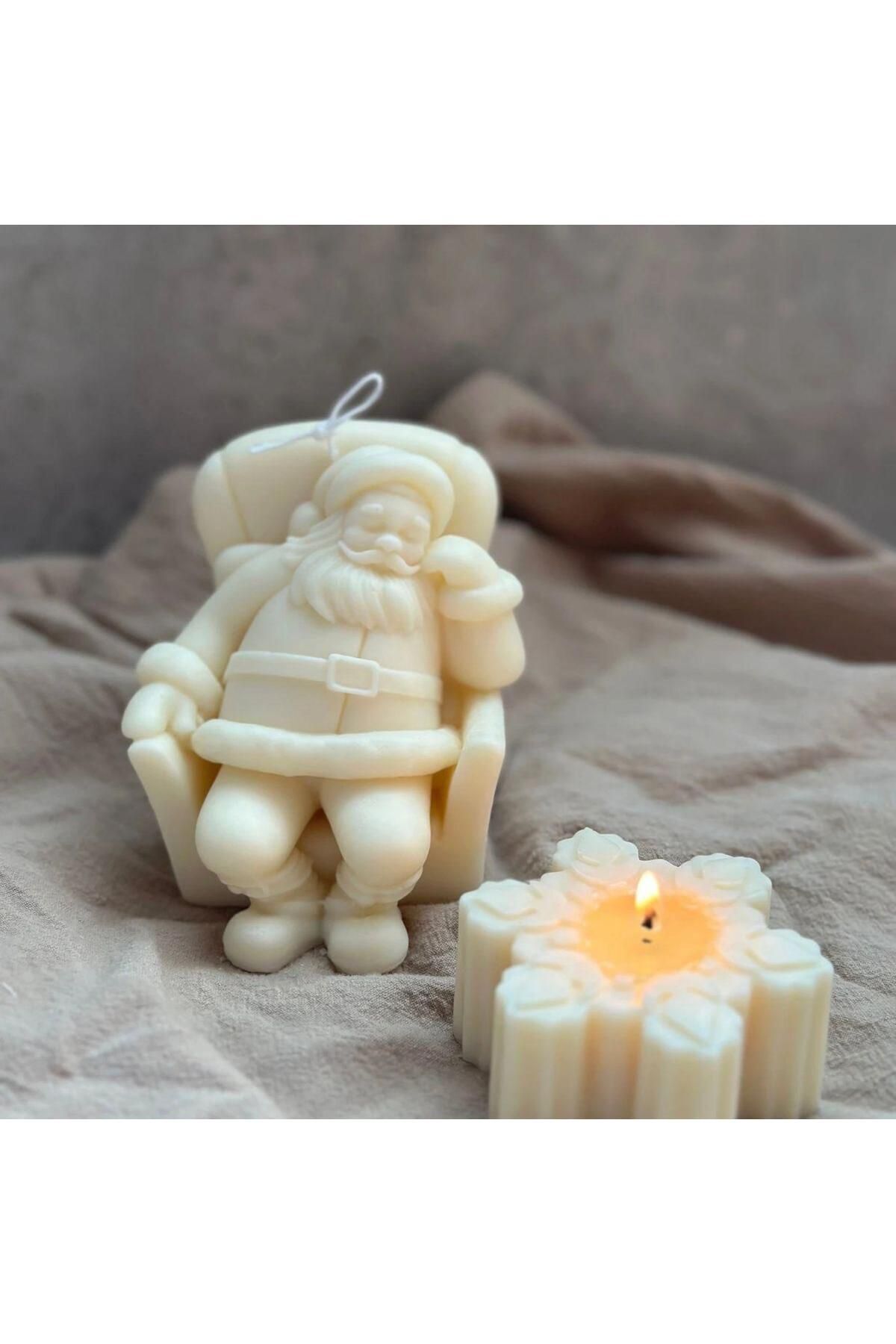 Babanoel Noel Baba Yılbaşı Desenli Beyaz %100 Soya Wax Kokulu – görsel 2