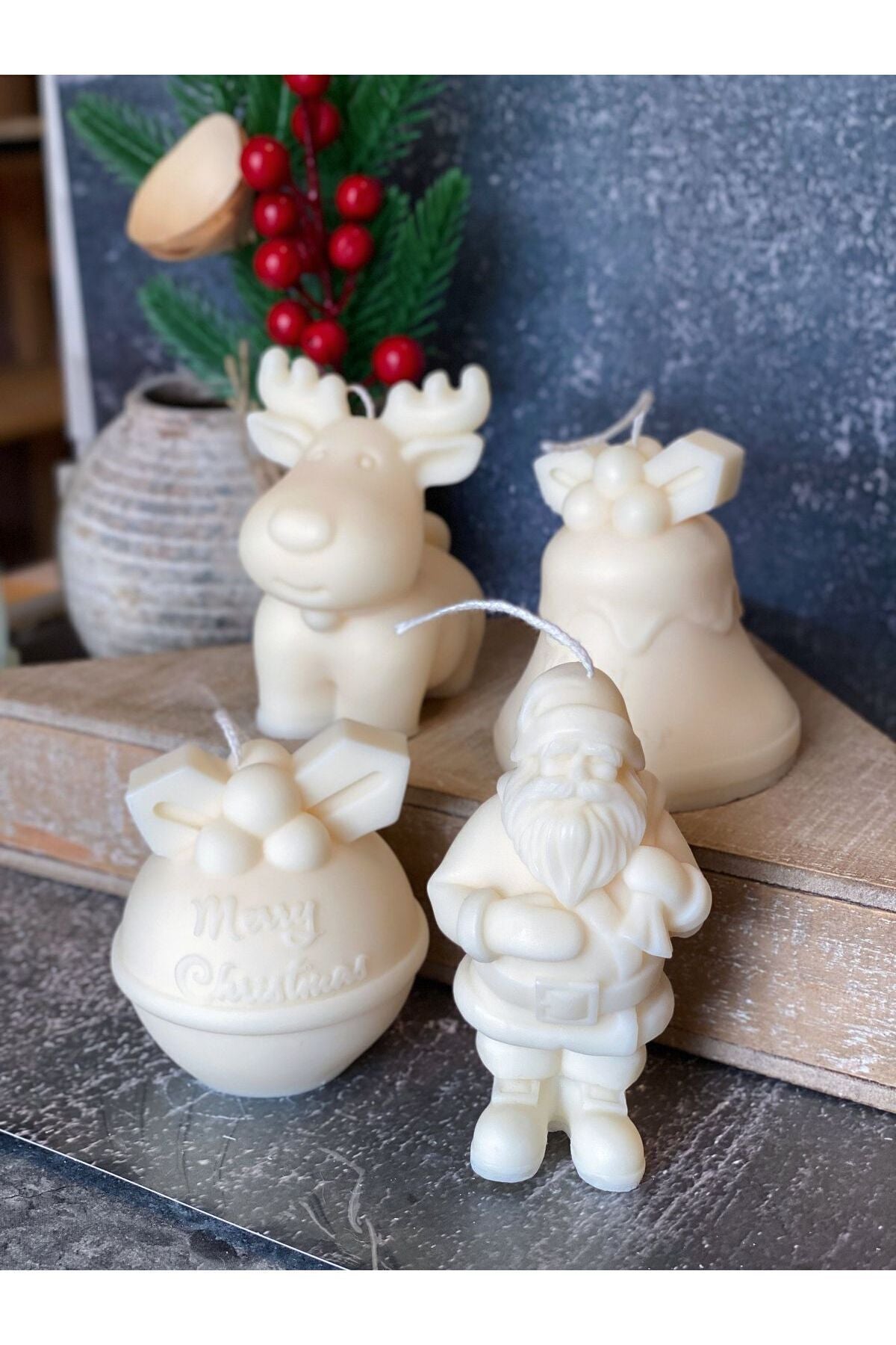 Babanoel Noel Baba Yılbaşı Desenli Beyaz – görsel 4