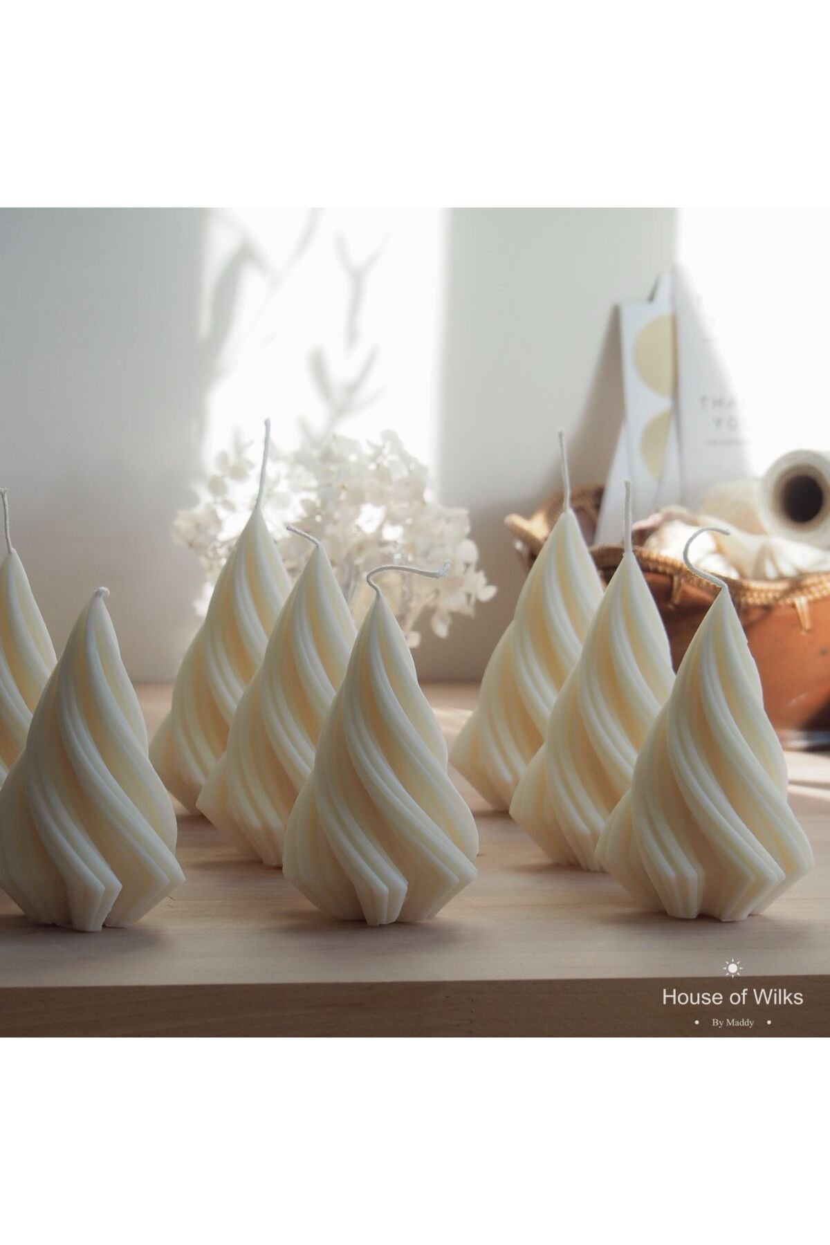 Çam Ağacı Yılbaşı Beyaz Dekoratif Mum %100 Soya Wax Kokulu – görsel 4