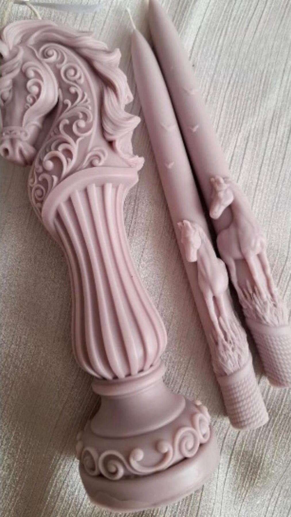 Dekoratif 3'lü Mum Seti Pembe