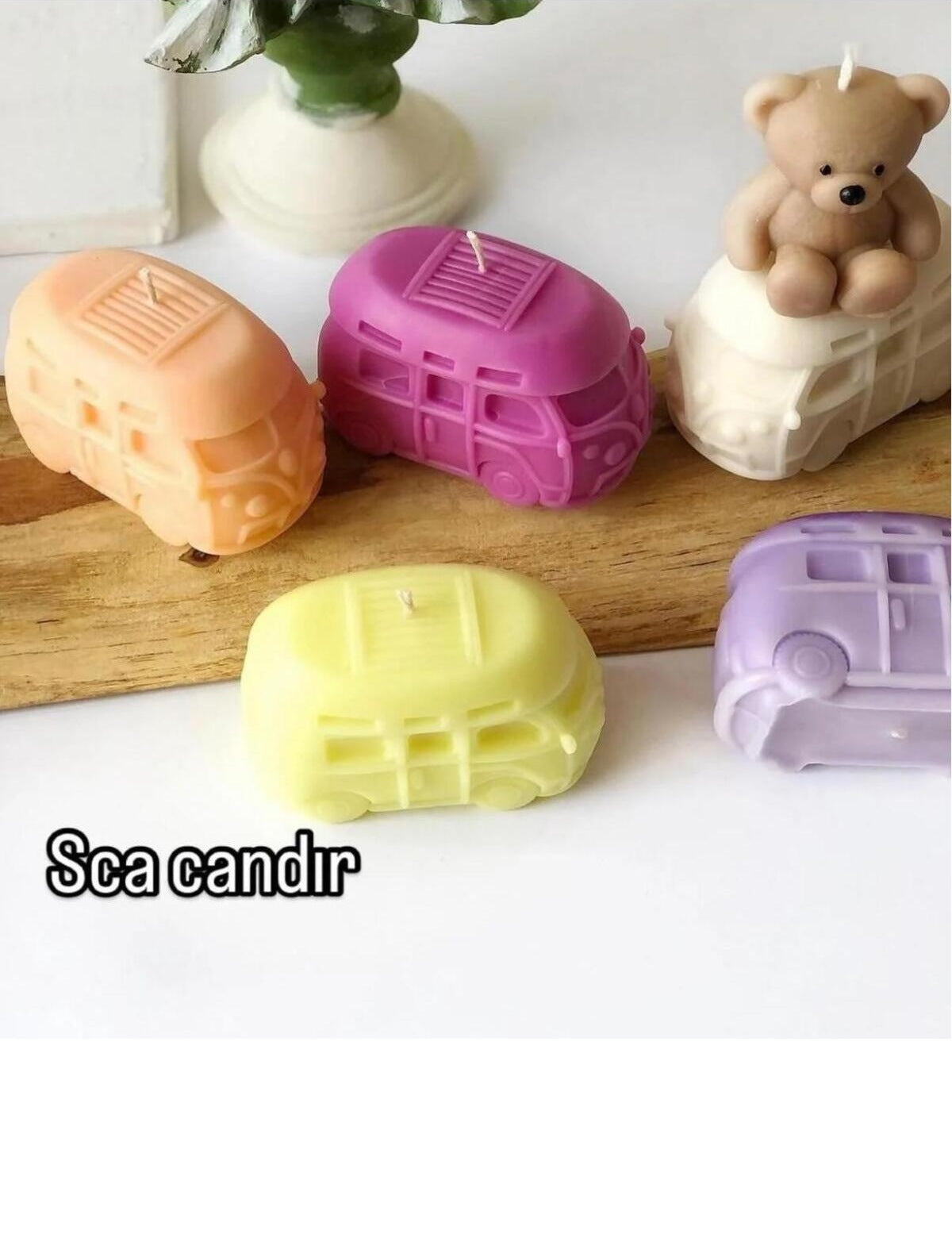 Dekoratif Araba Mum 10x7 cm Sarı