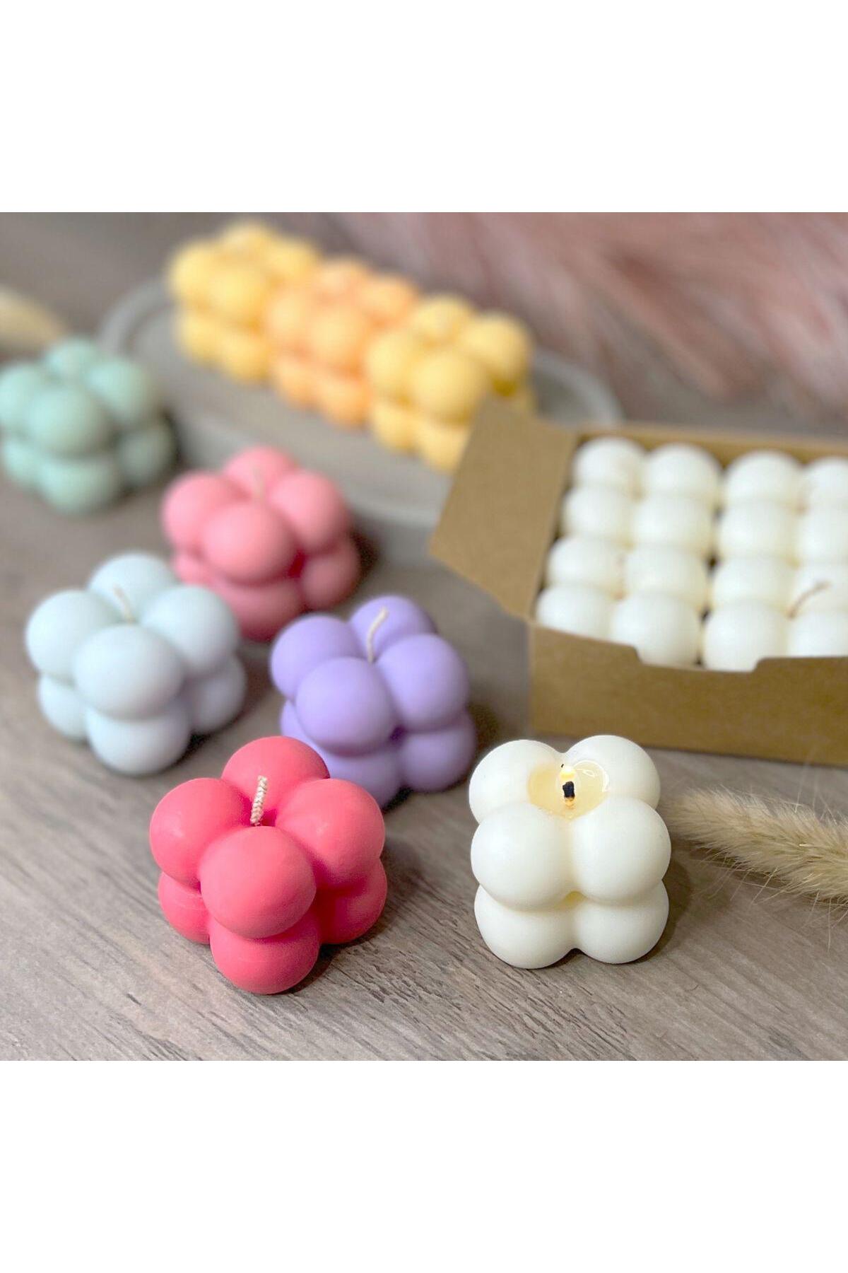 Dekoratif Beyaz Altın Parçaları Rubik Bubble 2x2 2'li Mum – görsel 2