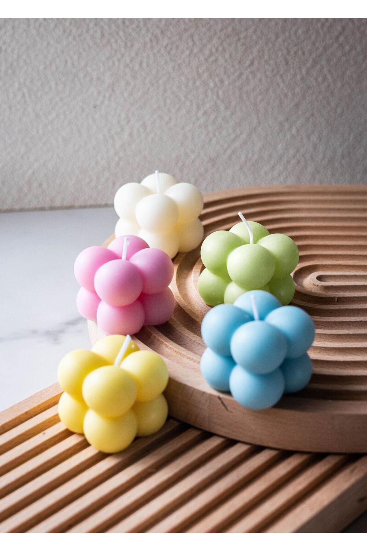 Dekoratif Beyaz Altın Parçaları Rubik Bubble 2x2 2'li Mum – görsel 3