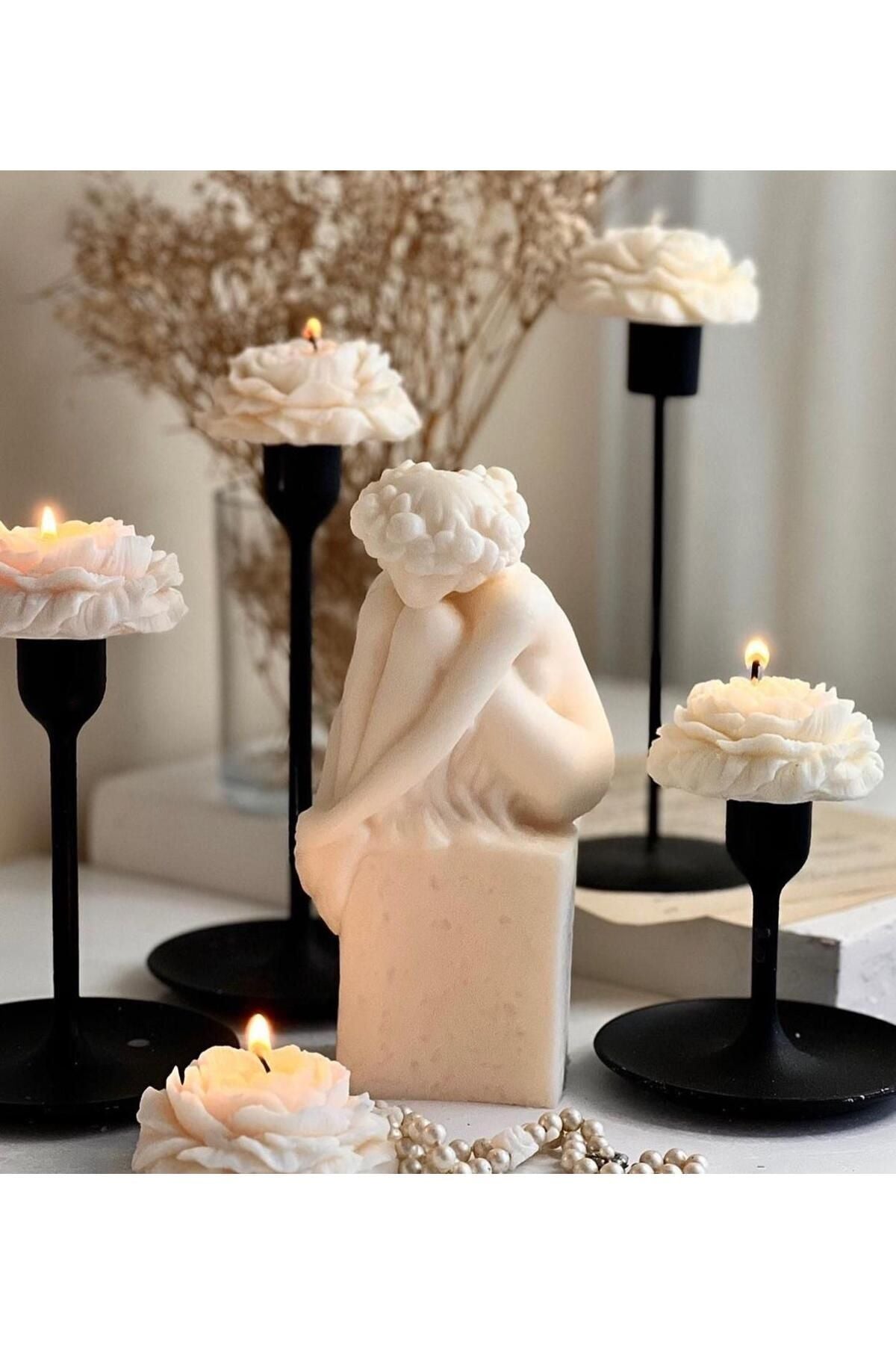 Dekoratif Beyaz Şakayık Gül 3'lü Gül 7x7 cm – görsel 5