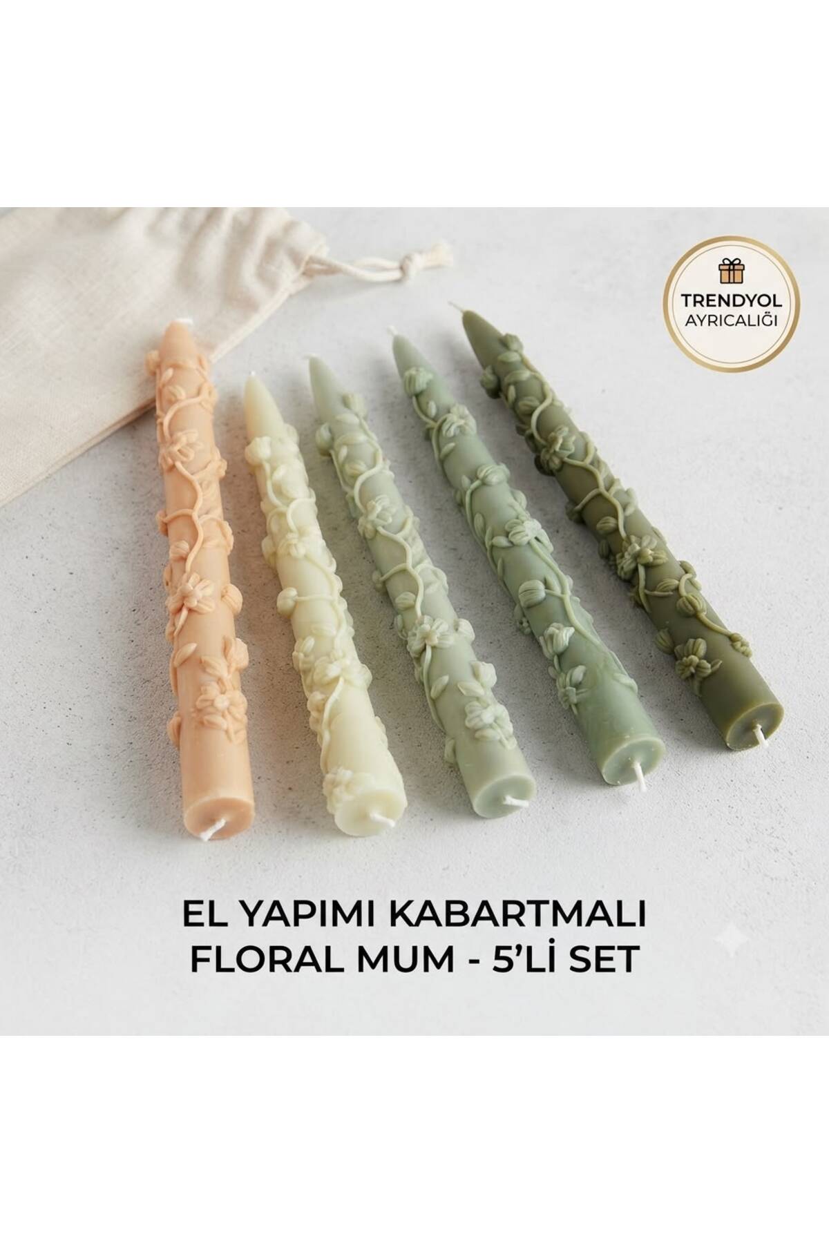 Dekoratif Çiçek Şamdan Mumu 2' – görsel 2