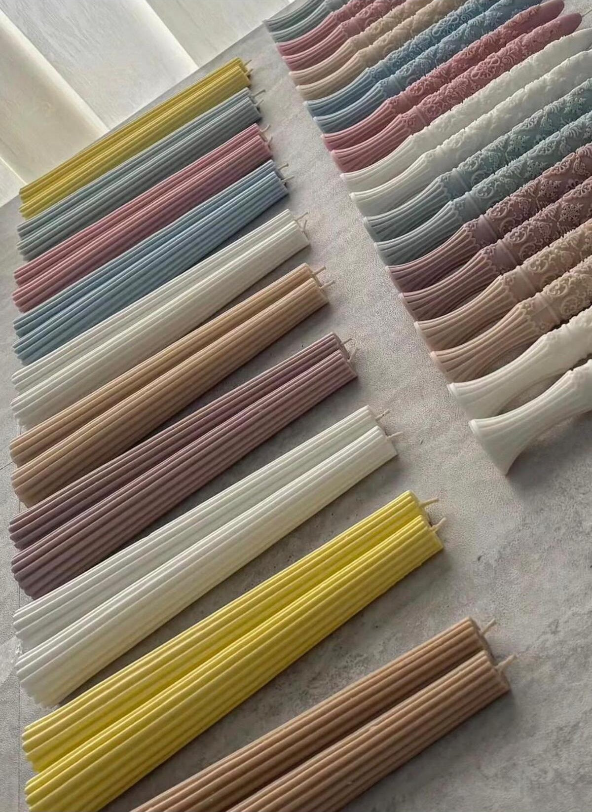 Dekoratif Çizgili Şamdan Mumu 2'li Sarı