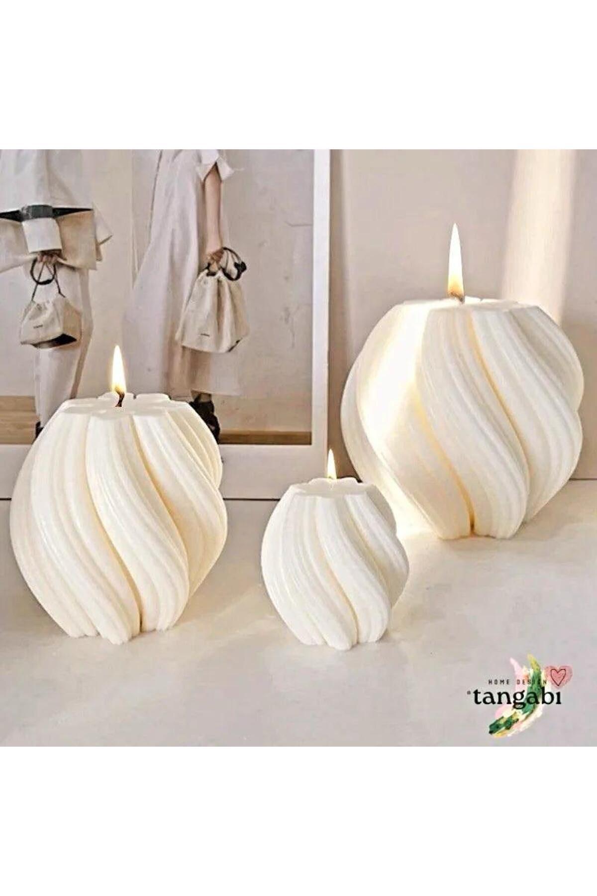 Dekoratif Dalga Mum Tekli 10 x 10 Krem – görsel 3