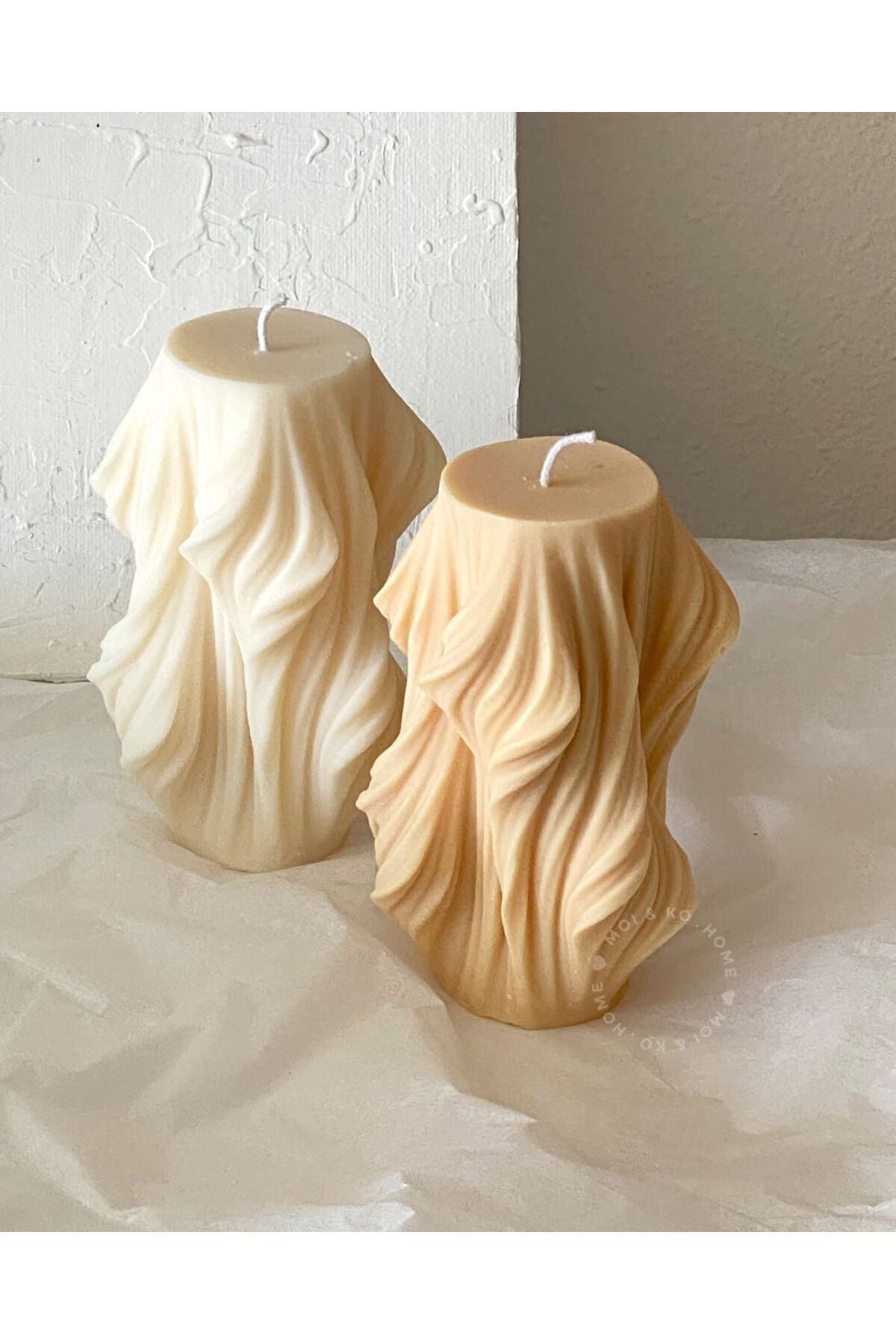 Dekoratif Dalga Mum Tekli 12x9 cm Kırık Beyaz – görsel 2