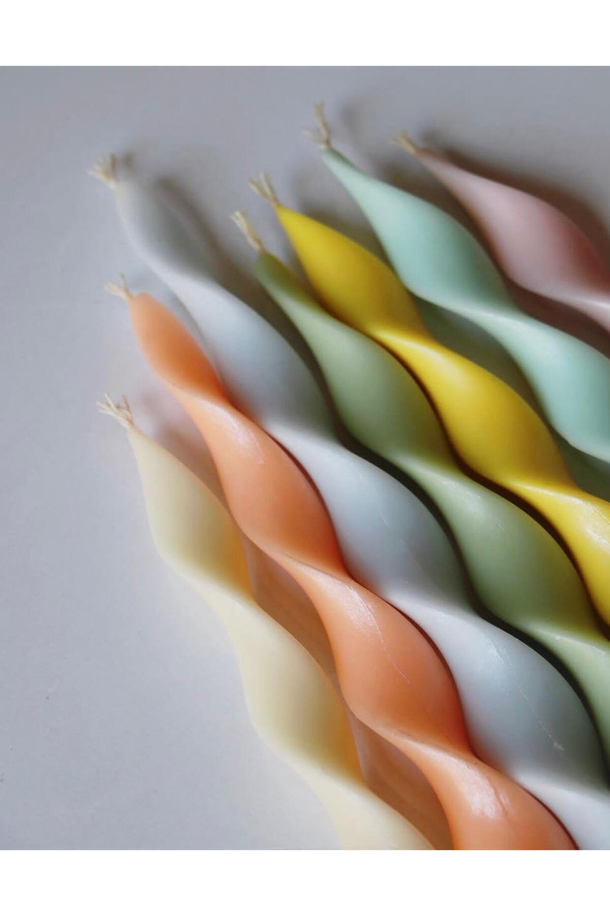 Dekoratif Dalga Şamdan Mumu 2'li Yeşil – görsel 2