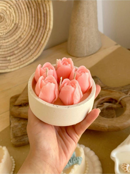 Dekoratif Gül Mum Pembe
