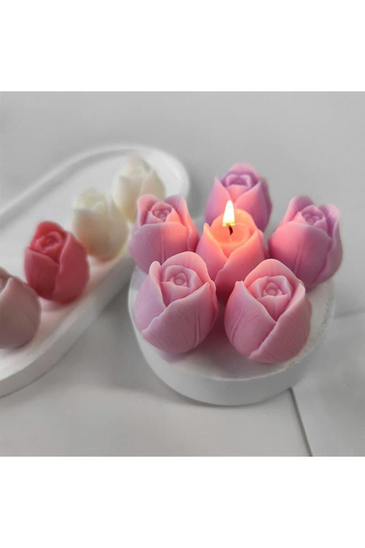 Dekoratif Gül Mum Pembe – görsel 3