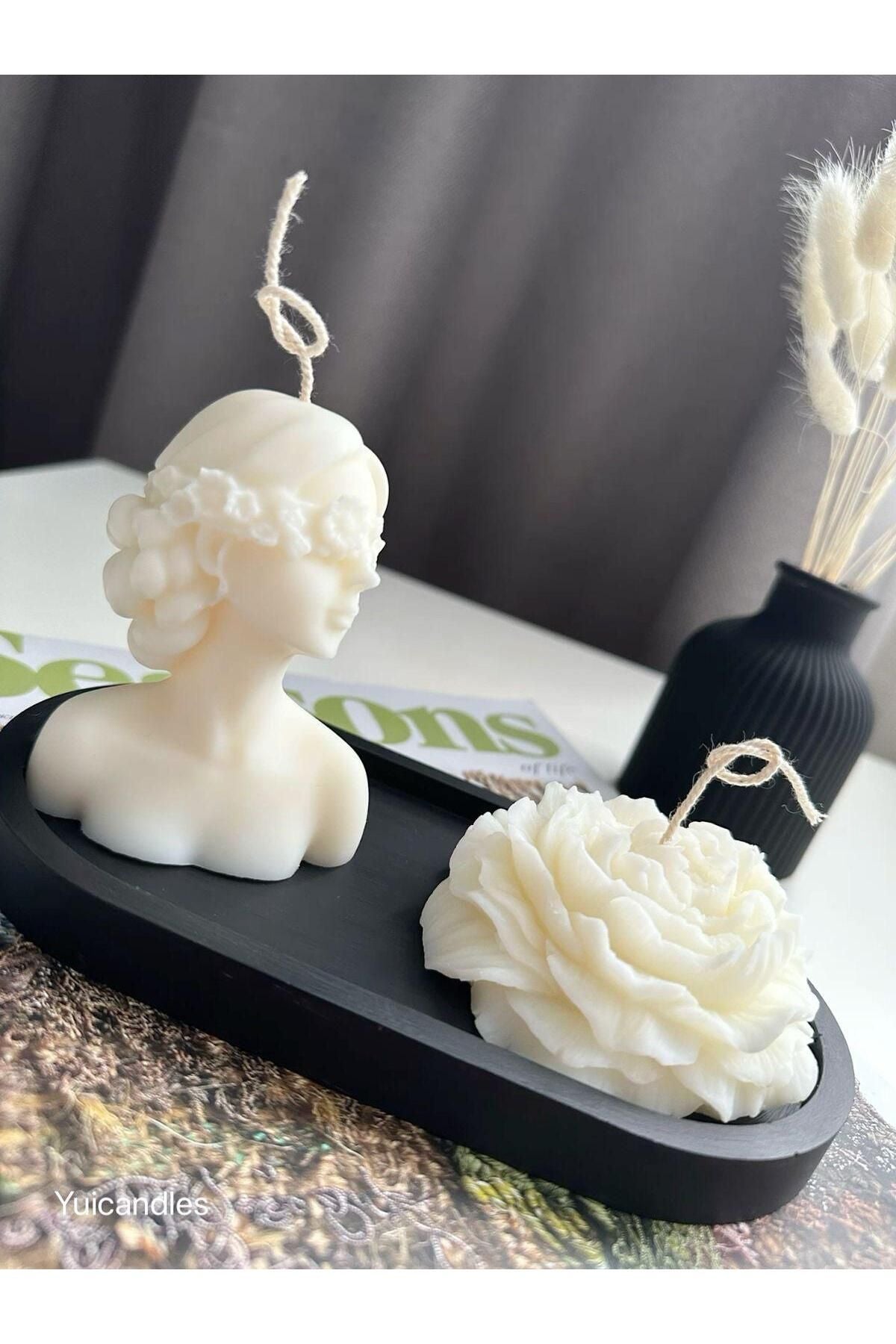 Dekoratif Kadın Mum Beyaz %100 Soya Wax Kokulu – görsel 3