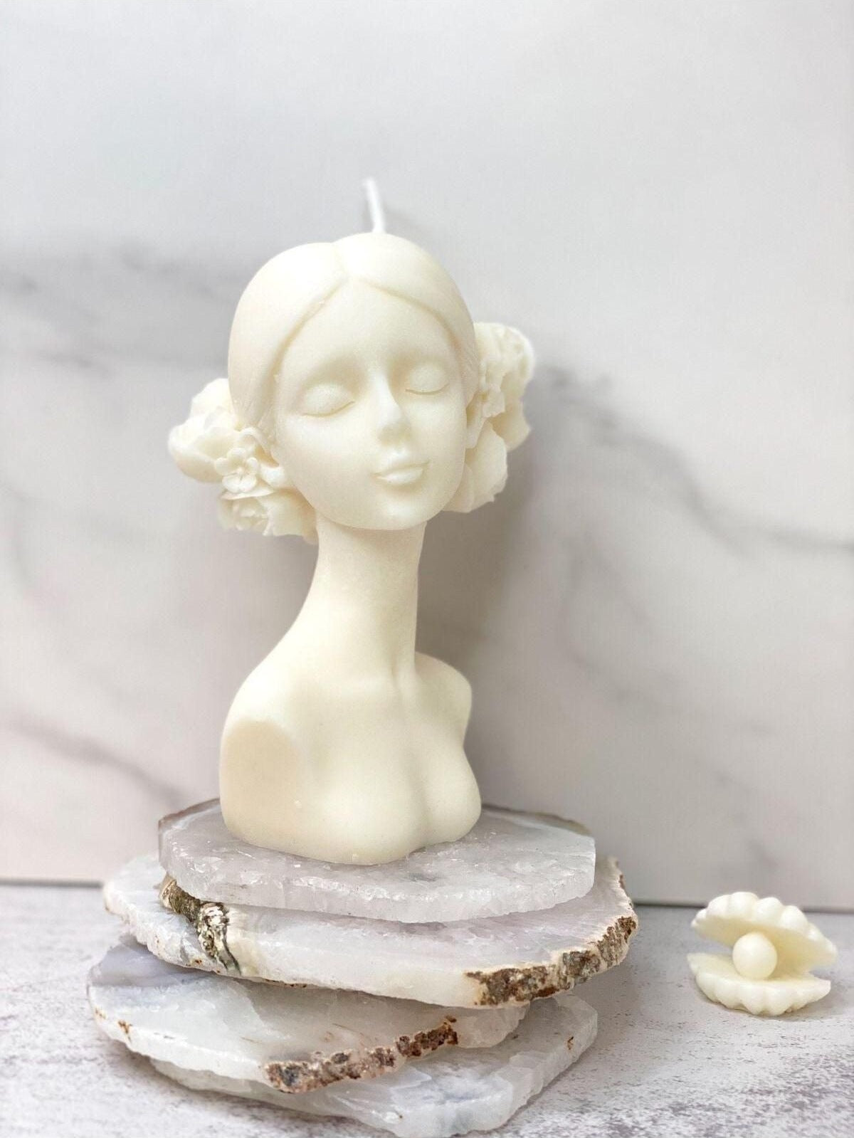 Dekoratif Kadın Mum Lüks Beyaz %100 Soya Wax Tekli Kokulu