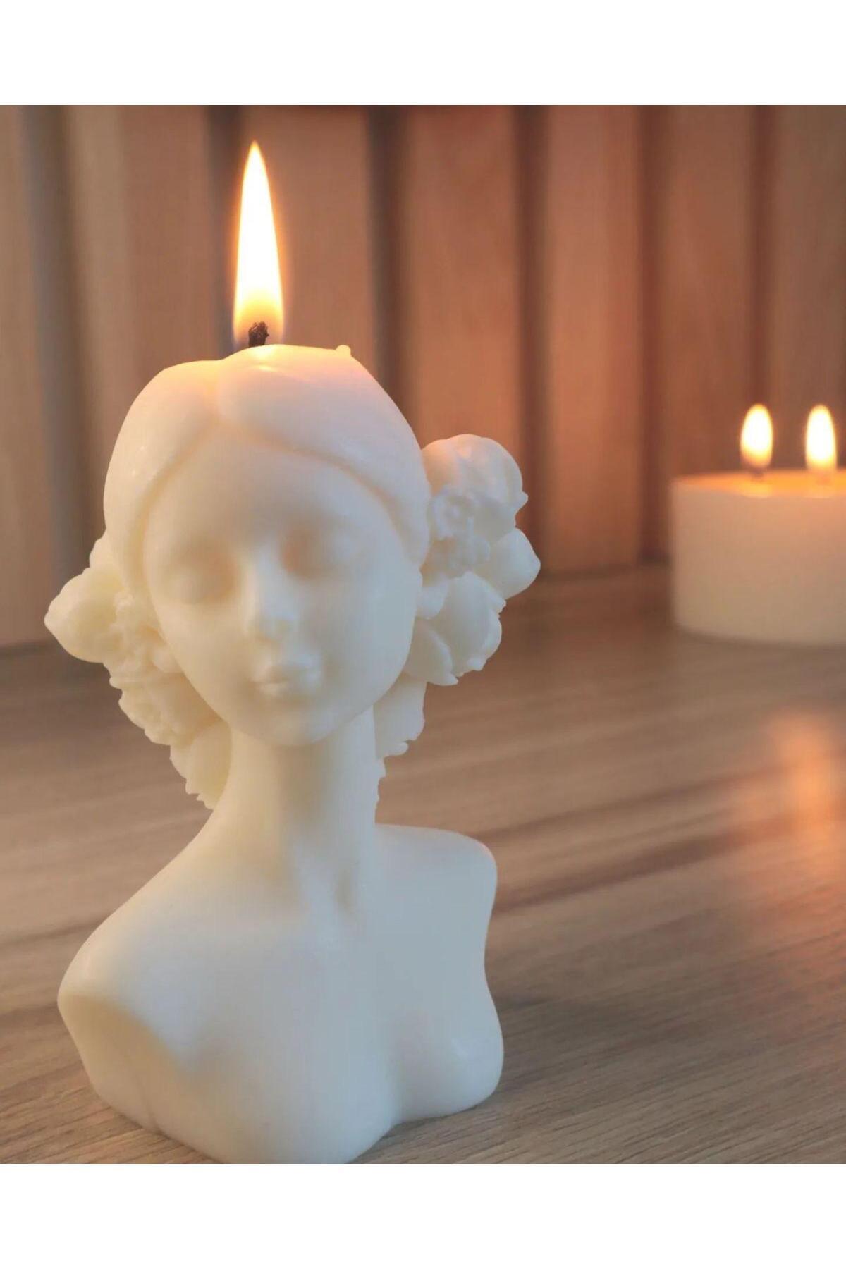 Dekoratif Kadın Mum Lüks Beyaz %100 Soya Wax Tekli Kokulu – görsel 2
