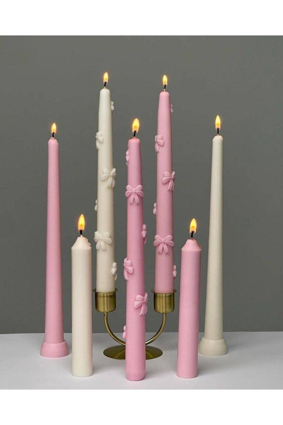 Dekoratif Kurdele Figürlü Mum Sarı – görsel 4