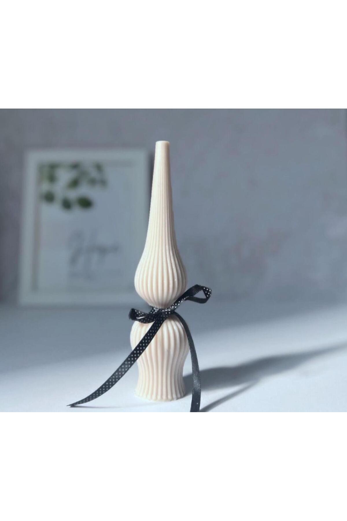 Dekoratif Lüks Mum Beyaz %100 Soya Wax Tekli Mum Kokulu Uzunluk 20 cm – görsel 2