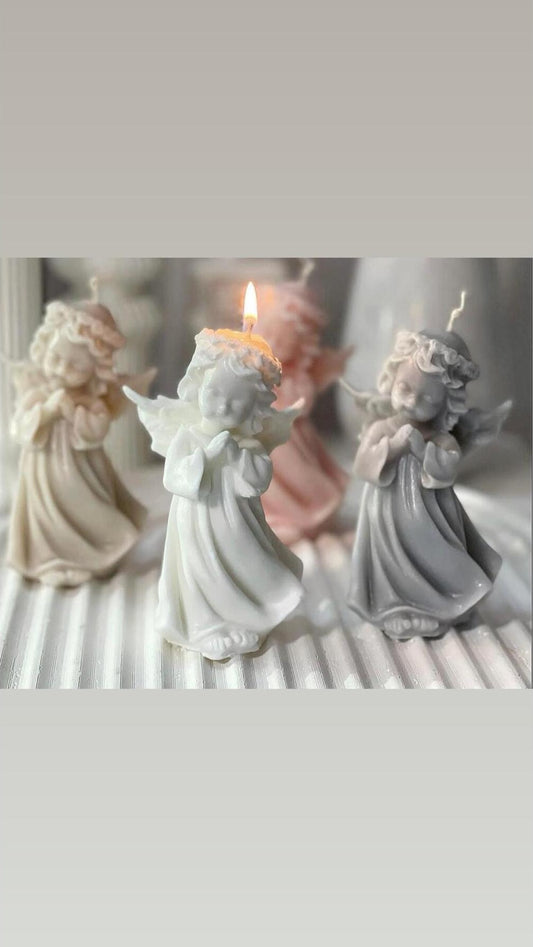 Dekoratif Melek Mum 12x9 cm Pembe
