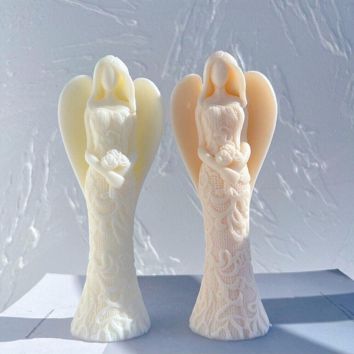 Dekoratif Melek Mum Tekli 15x4 cm Koyu Krem